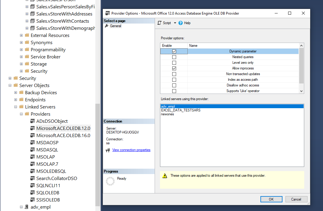 Excel Linked Server